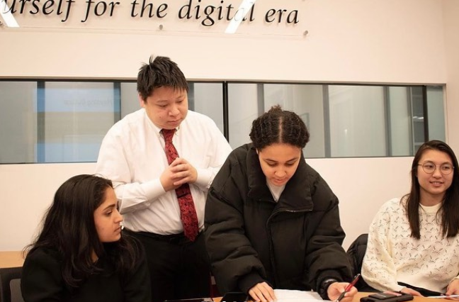 Students collaborating during professional development